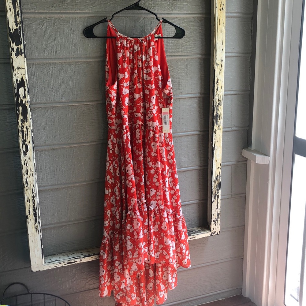 Orange and white dress